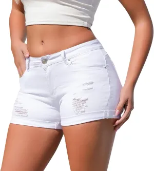 Jean Shorts Womens,Women's 2024 Casual Summer Denim Shorts Sexy High Waist Denim Shorts Stretchy Ripped Jean Shorts Y2K Streetwear Shorts Womens Plus Size Jean Shorts High Waisted Jean White L