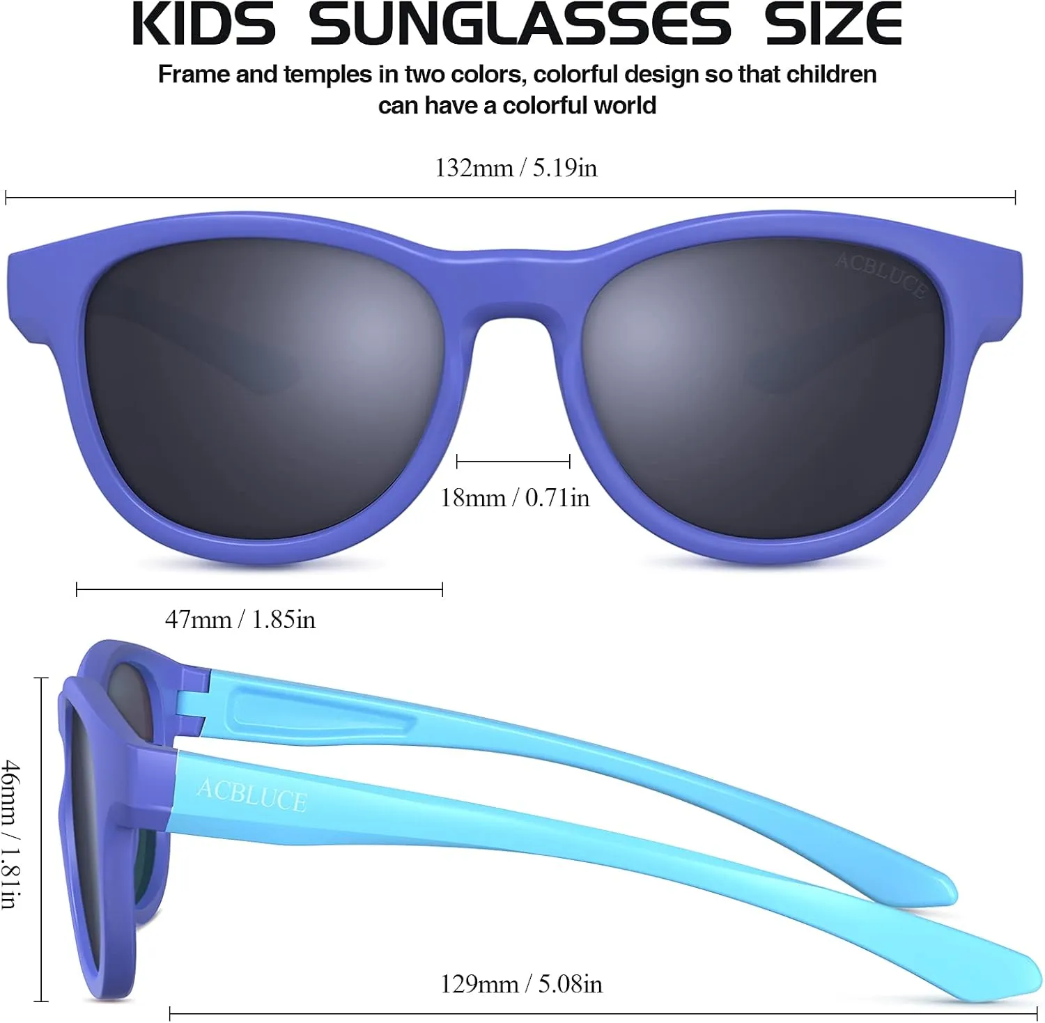 Kids Polarized Sunglasses Sport TPEE Unbreakable Frame with Adjustable Strap for Boys Girls Age 5-13