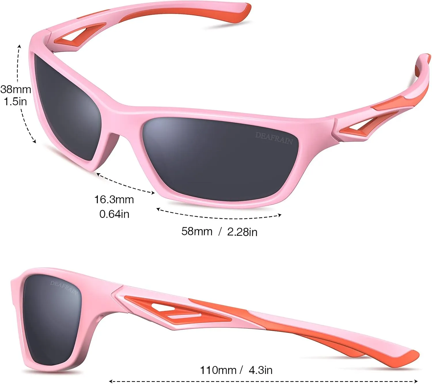 Kids Polarized Sunglasses TPEE Unbreakable Flexible Sport Glasses UV Protection for Boys Girls Age 3-7