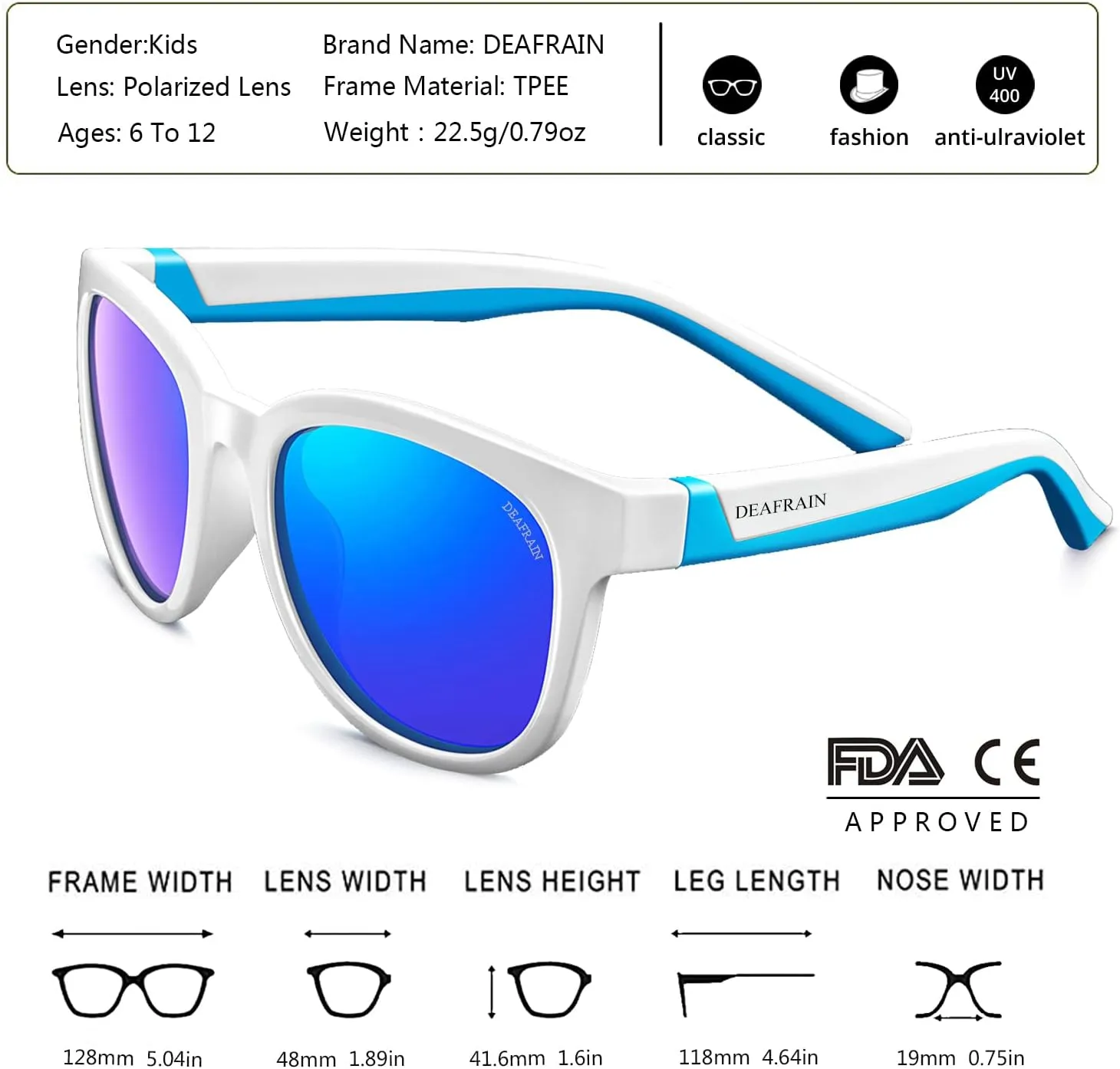 Kids Sunglasses Polarized Sport TPEE Unbreakable Flexible UV Protection for Boys Girls Age 6-12