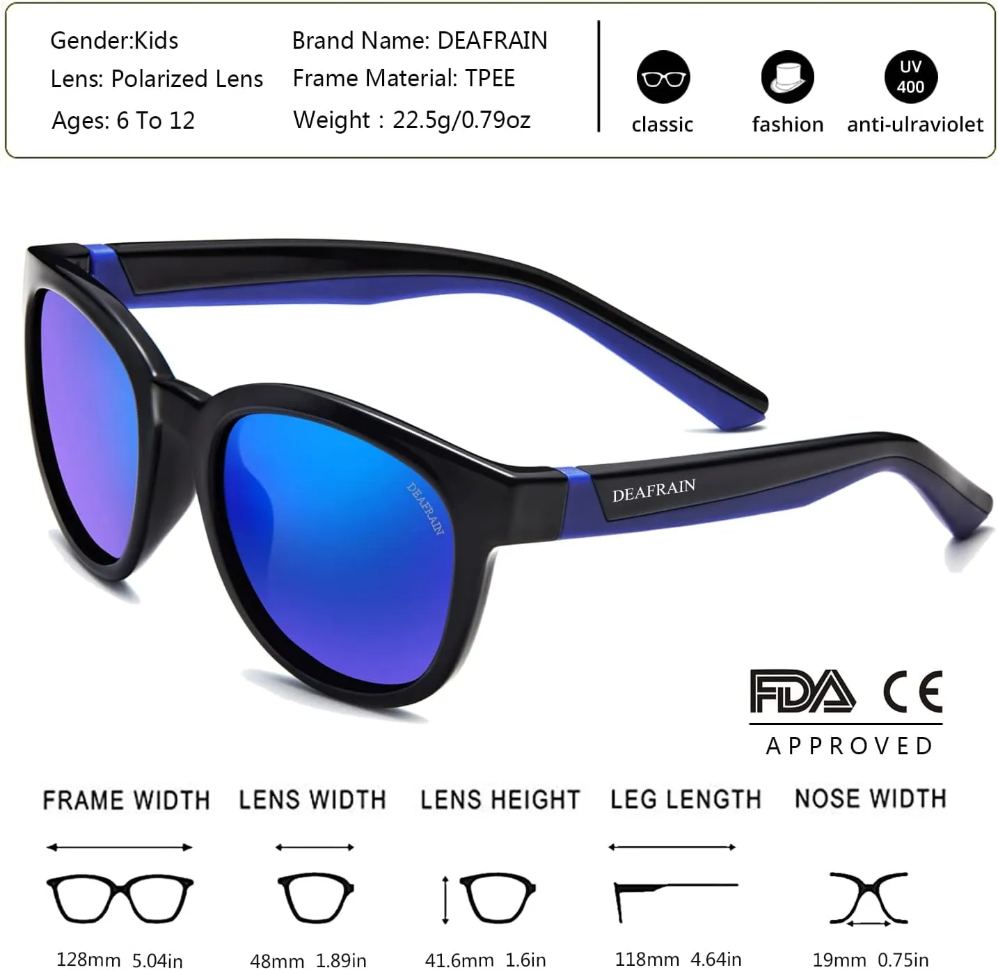 Kids Sunglasses Polarized Sport TPEE Unbreakable Flexible UV Protection for Boys Girls Age 6-12