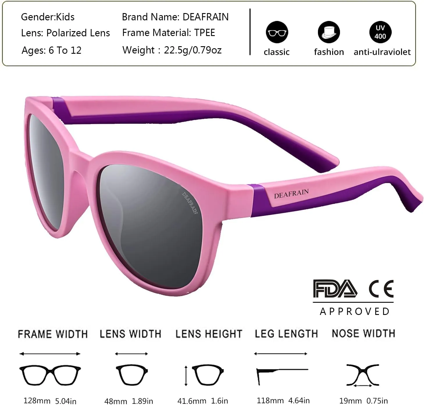 Kids Sunglasses Polarized Sport TPEE Unbreakable Flexible UV Protection for Boys Girls Age 6-12
