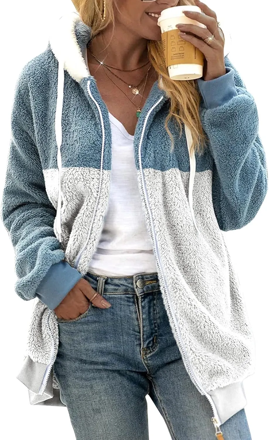 LCMTWX Women 2023 Fall Winter Fleece Jackets Slim Winter Coats Hooded Women's Coat Oversized Fluffy Winter Jackets for Coat