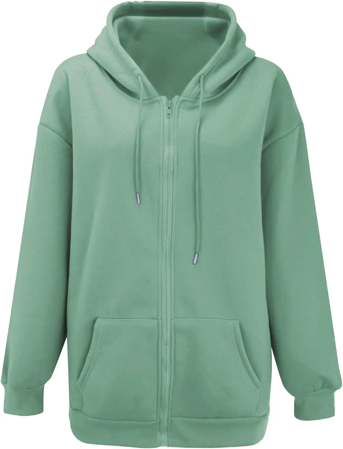 LCMTWX Womens Winter Fuzzy Fleece Jacket Sweatshirt Casual Drawstring Clothing Zipper Track Jacket Solid Color Hooded