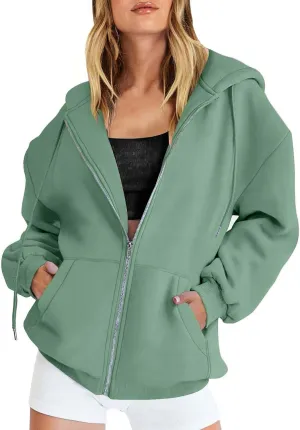 LCMTWX Womens Winter Fuzzy Fleece Jacket Sweatshirt Casual Drawstring Clothing Zipper Track Jacket Solid Color Hooded