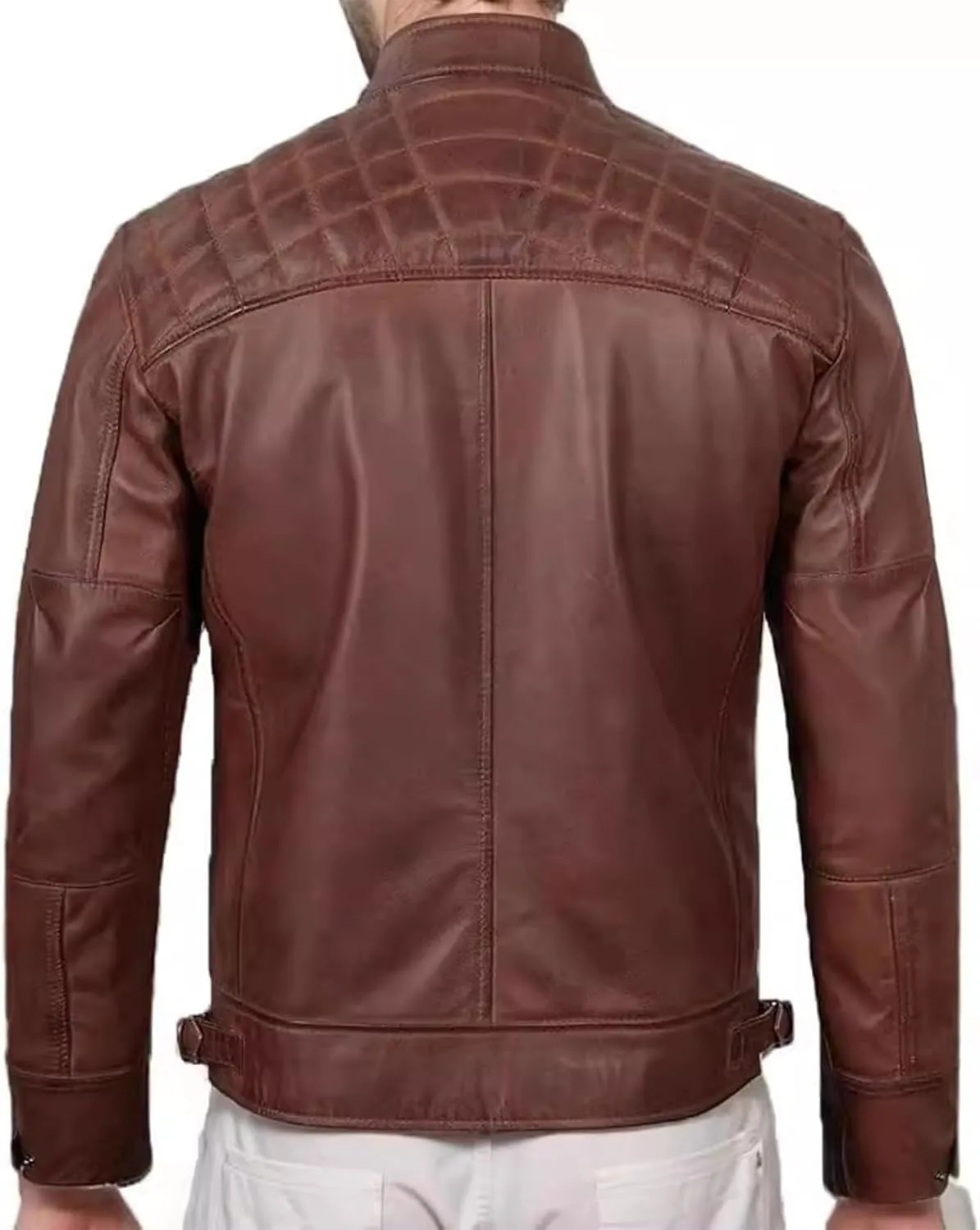 Leather Motorcycle Jacket Men - Stand Collar Punk Motorcycle Leather Jackets Long Sleeve Zipper Biker Coats Outwear