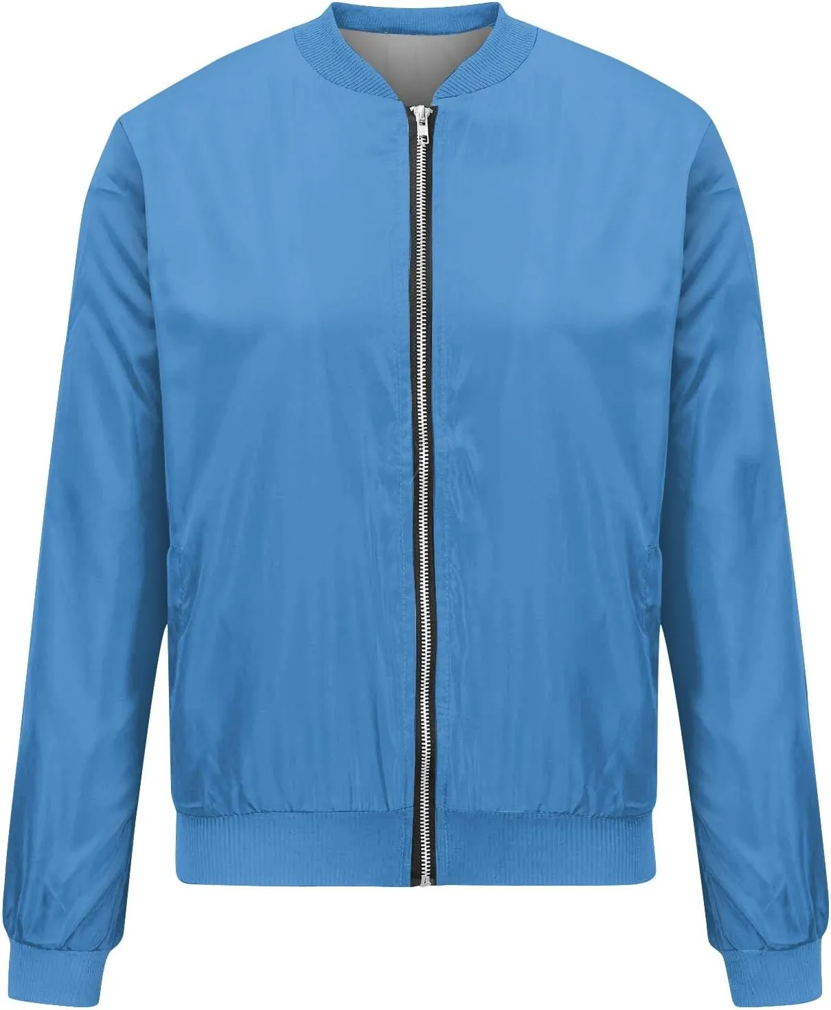 Light Jackets for Women Stand Collar Zip Up Long Sleeve Jacket with Pockets Solid Color Running Sweatshirts Jackets