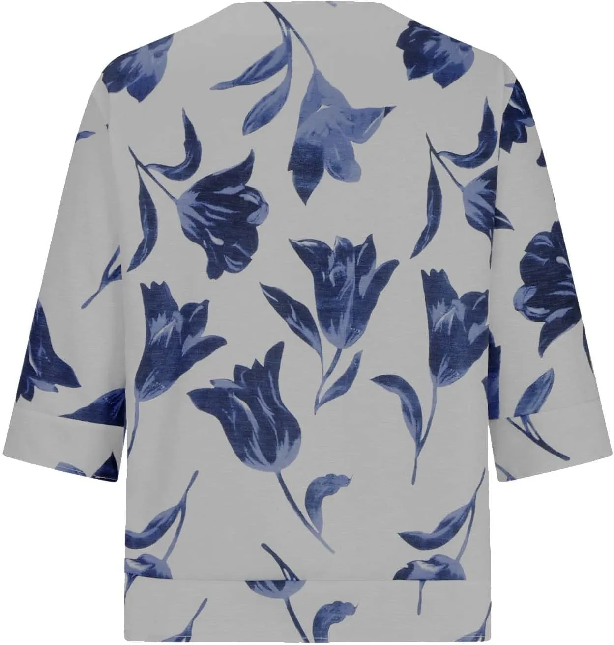 Linen Shirts for Women Button V Neck 3/4 Sleeve Cotton Linen Shirt Blouse Floral Loose Summer Vacation Beach Tee Top