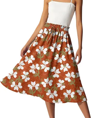 Long Floral Skirt for Women High Waist A-Line Flowy Maxi Skirt Summer Beach