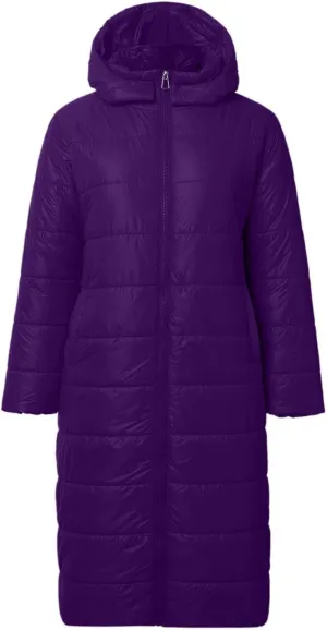 Long Puffer Coat Women Plus Size Loose Lightweight Warm Down Jacket Casual Solid Full Zip Winter Quilted Jacket for Women