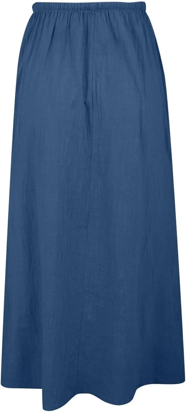 Long Skirts for Women Cotton Linen Boho Maxi Skirt Spring Summer Trendy Vacation Casual Flowy Drawstring Skirts
