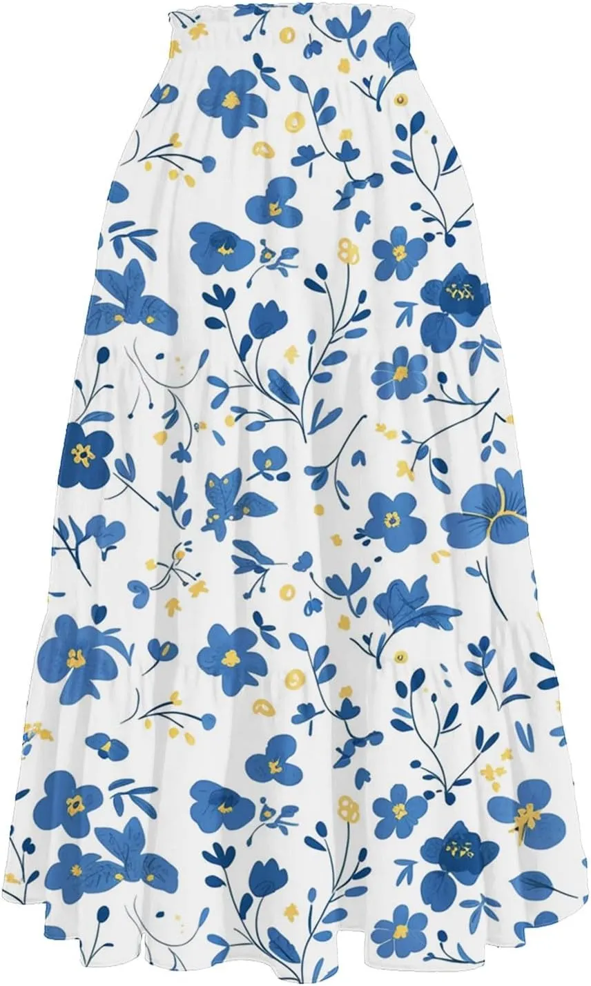 Long Skirts for Women Summer 2025 Boho Flowy High Waist A-Line Maxi Skirt
