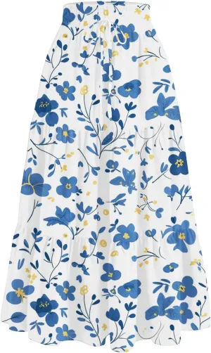 Long Skirts for Women Summer 2025 Boho Flowy High Waist A-Line Maxi Skirt