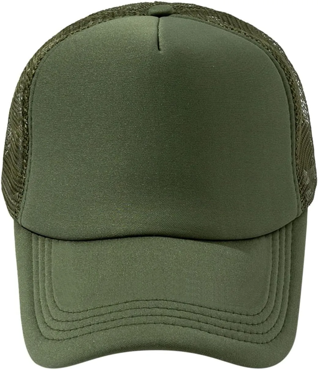 Low-Profile Classic Trucker Adjustable Snapback Hat Men's Mesh Back Ballcap Mesh Fish Flag Stretch-Fit Hat