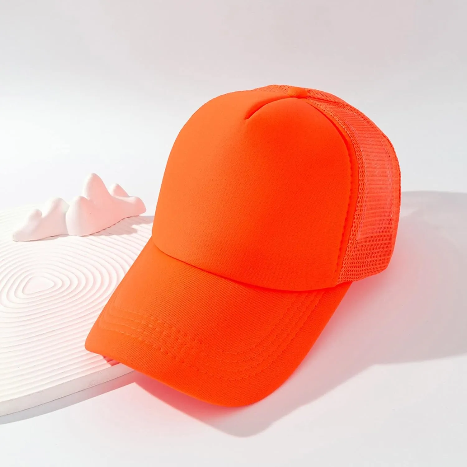 Low-Profile Classic Trucker Adjustable Snapback Hat Men's Mesh Back Ballcap Mesh Fish Flag Stretch-Fit Hat