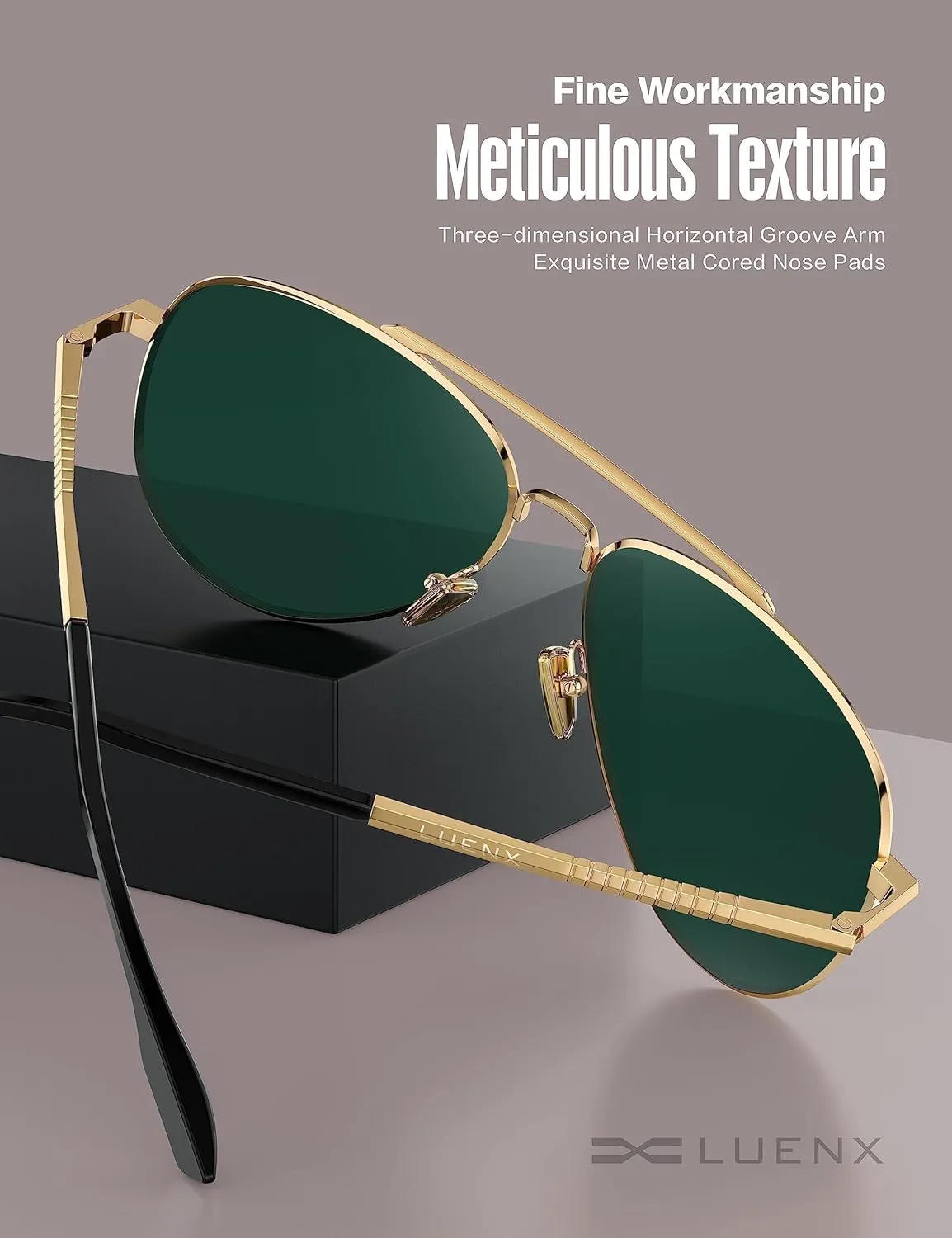 LUENX Aviator Sunglasses for Men Women Polarized Driving Classic Shades - UV 400 Protection with Accessories 60MM