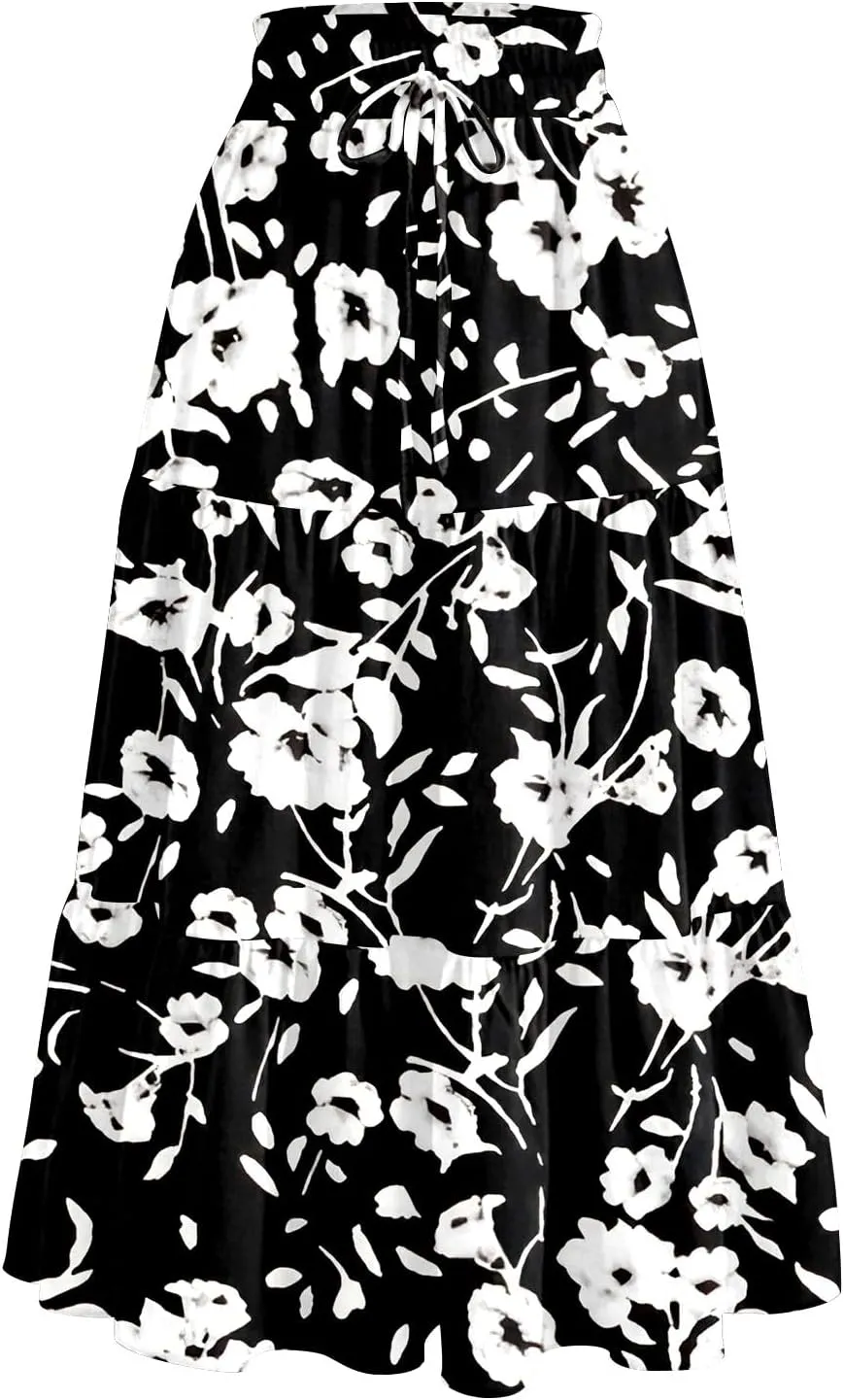 Maternity Maxi Skirt for Women High Waist A-Line Flowy Boho Maxi Skirt Summer