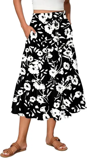 Maternity Maxi Skirt for Women High Waist A-Line Flowy Boho Maxi Skirt Summer
