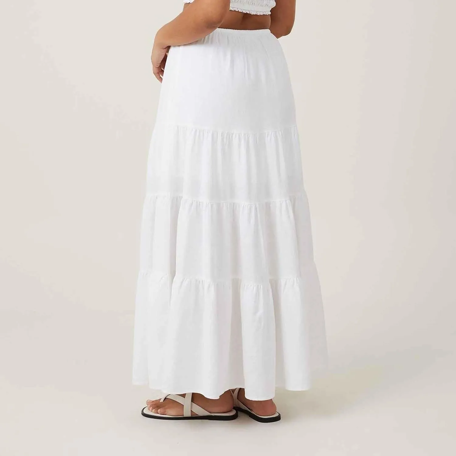 Maxi Skirt for Women Summer Comfy Tiered Drawstring Elastic High Waisted Vacation A-Line Flowy Swing Long Skirts