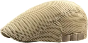 Men Breathable Mesh Summer Hat Newsboy Beret Ivy Cap Cabbie Flat Cap Thin Hats Cotton Baseball Cap