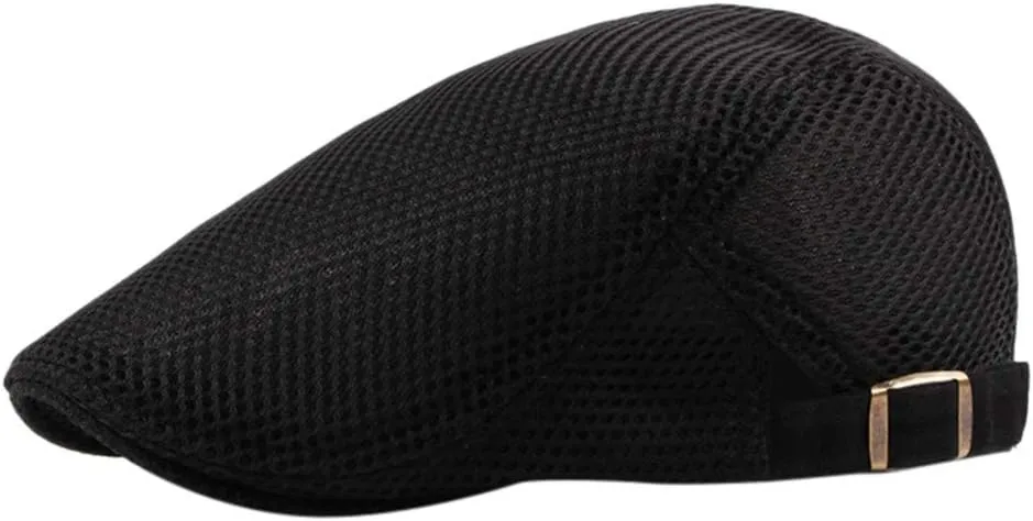 Men Breathable Mesh Summer Hat Newsboy Beret Ivy Cap Cabbie Flat Cap Thin Hats Cotton Baseball Cap