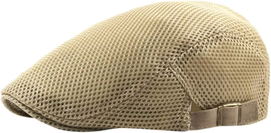 Men Breathable Mesh Summer Hat Newsboy Beret Ivy Cap Cabbie Flat Cap Thin Hats Cotton Baseball Cap