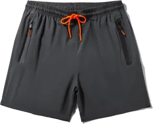 Men Lightweight Athletic Running Shorts Quick Dry Workout Shorts for Gym Shorts Hiking with Zipper Pockets