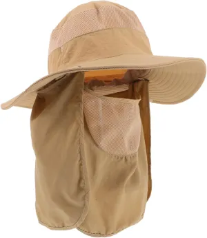 Men Women Wide Brim Hiking Hat Sun Hat for Fishing and Outdoor Activities Khaki