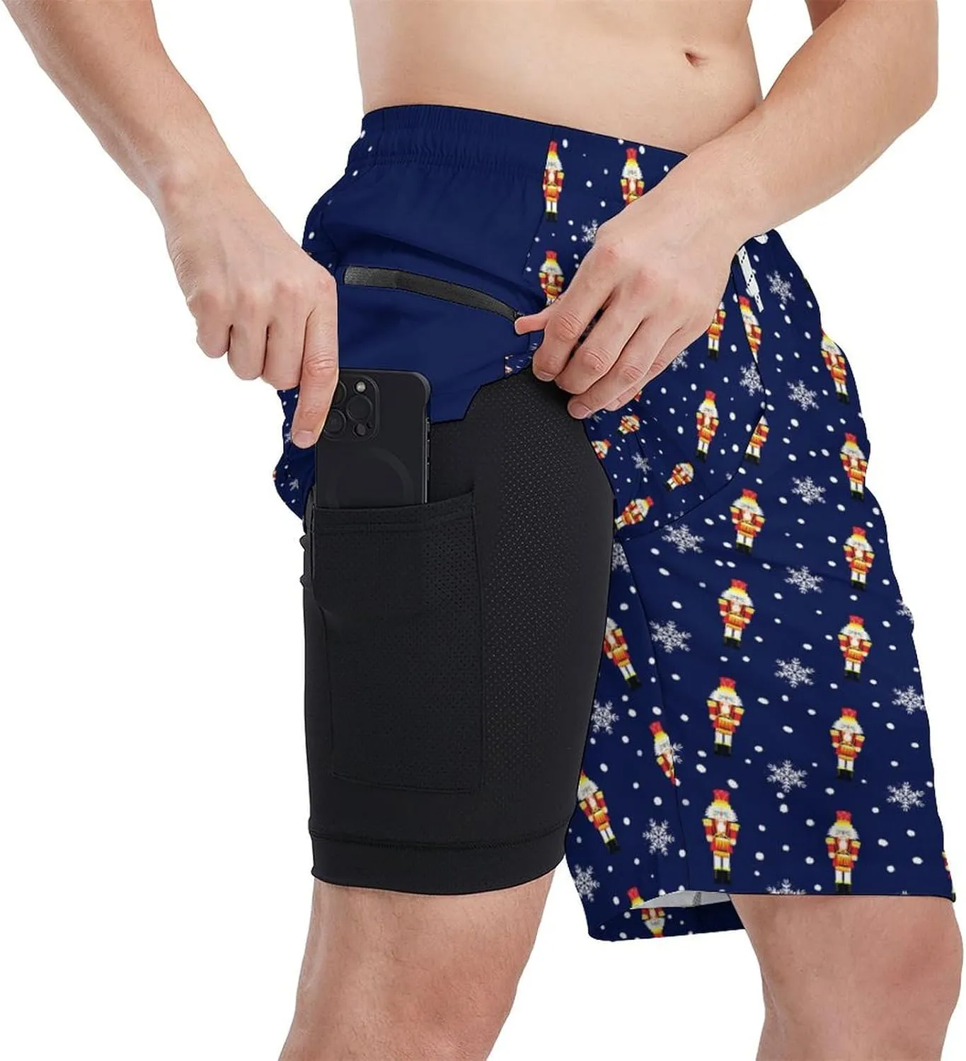 Men's Athletic Shorts with Liner 9" Pineapple Running Gym Shorts Quick Dry Casual Workout Shorts with Zipper Pockets