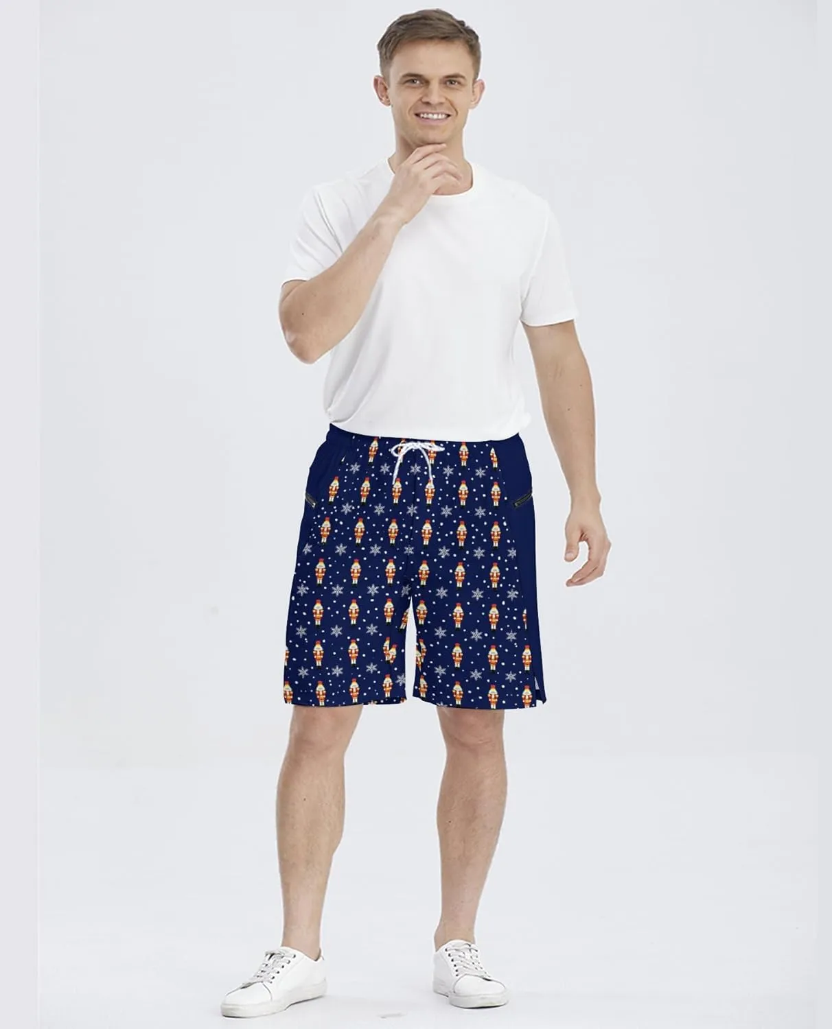 Men's Athletic Shorts with Liner 9" Pineapple Running Gym Shorts Quick Dry Casual Workout Shorts with Zipper Pockets
