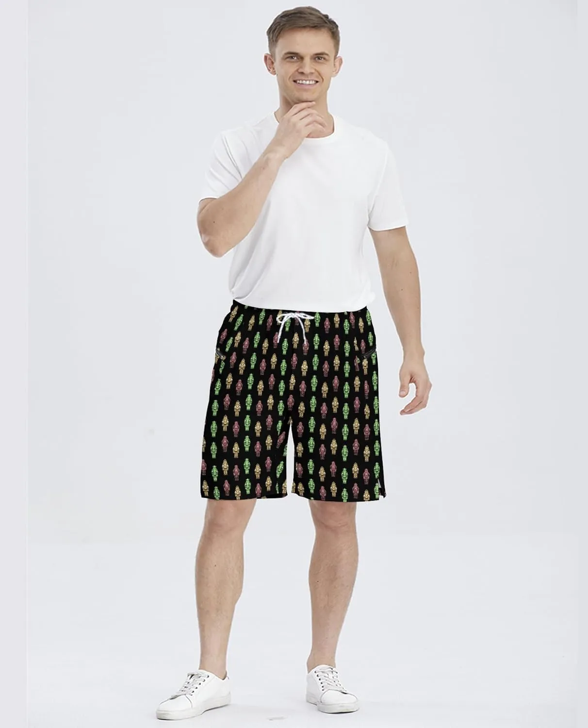 Men's Athletic Shorts with Liner 9" Pineapple Running Gym Shorts Quick Dry Casual Workout Shorts with Zipper Pockets
