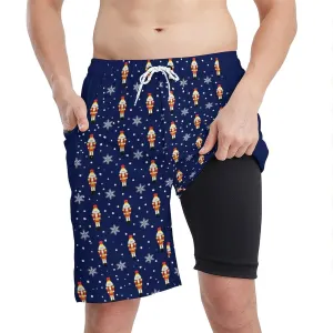 Men's Athletic Shorts with Liner 9" Pineapple Running Gym Shorts Quick Dry Casual Workout Shorts with Zipper Pockets