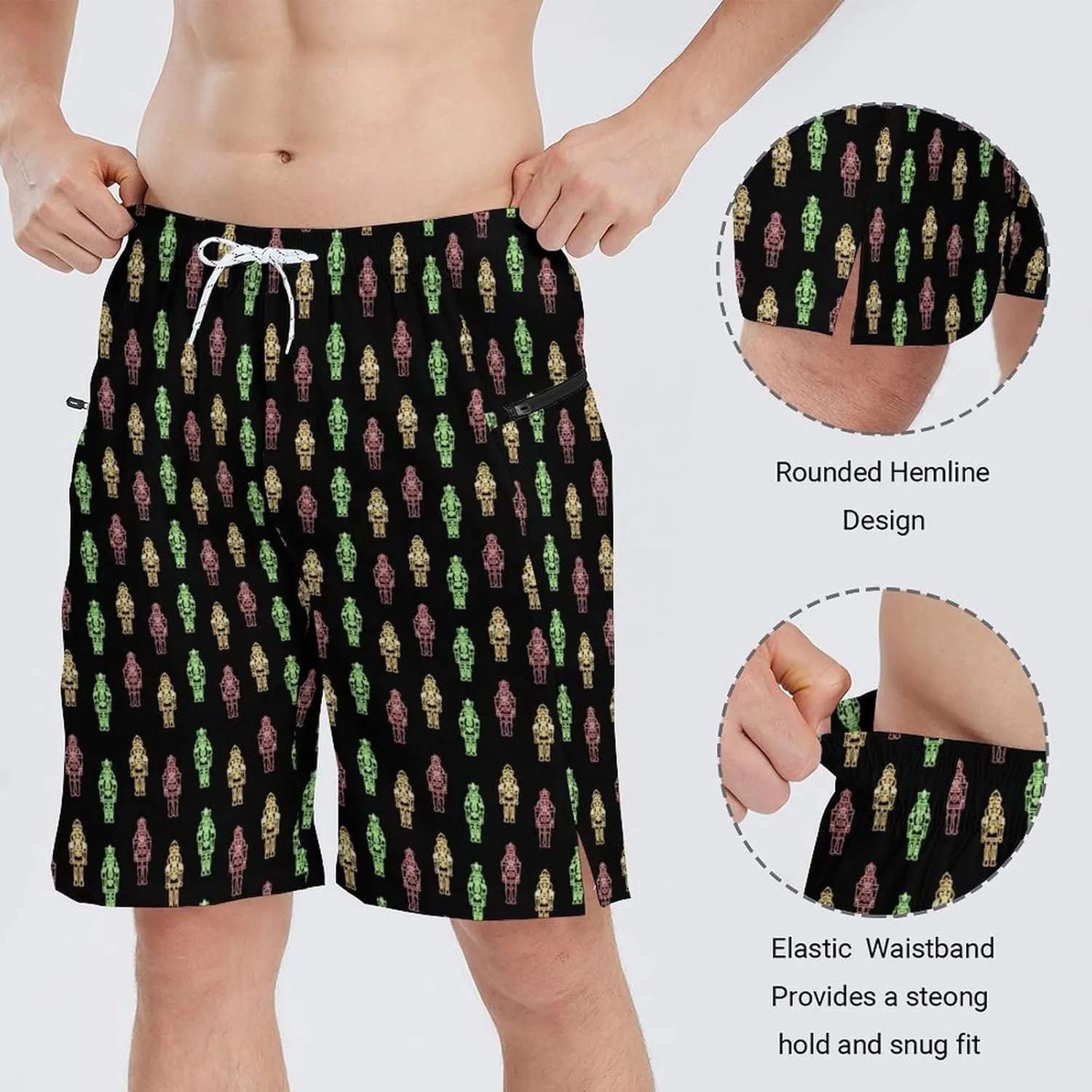 Men's Athletic Shorts with Liner 9" Pineapple Running Gym Shorts Quick Dry Casual Workout Shorts with Zipper Pockets
