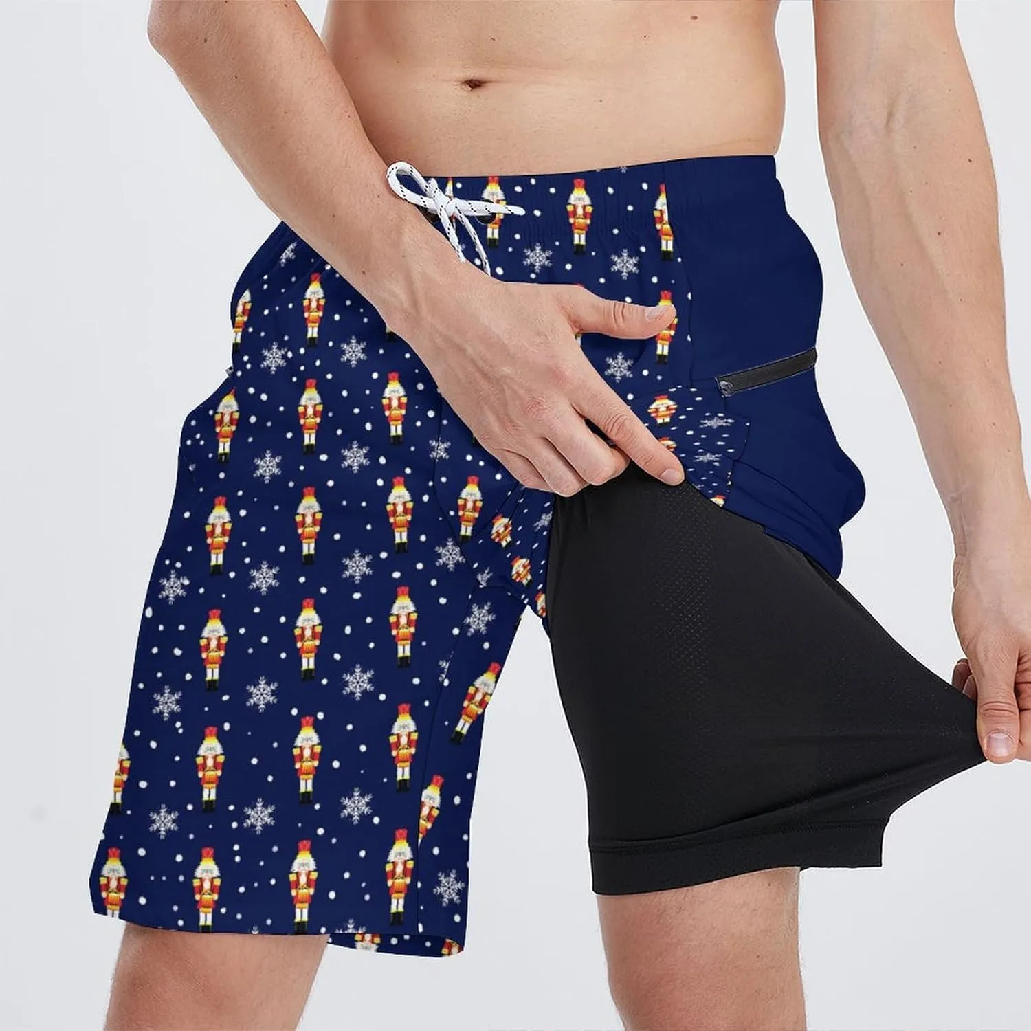 Men's Athletic Shorts with Liner 9" Pineapple Running Gym Shorts Quick Dry Casual Workout Shorts with Zipper Pockets