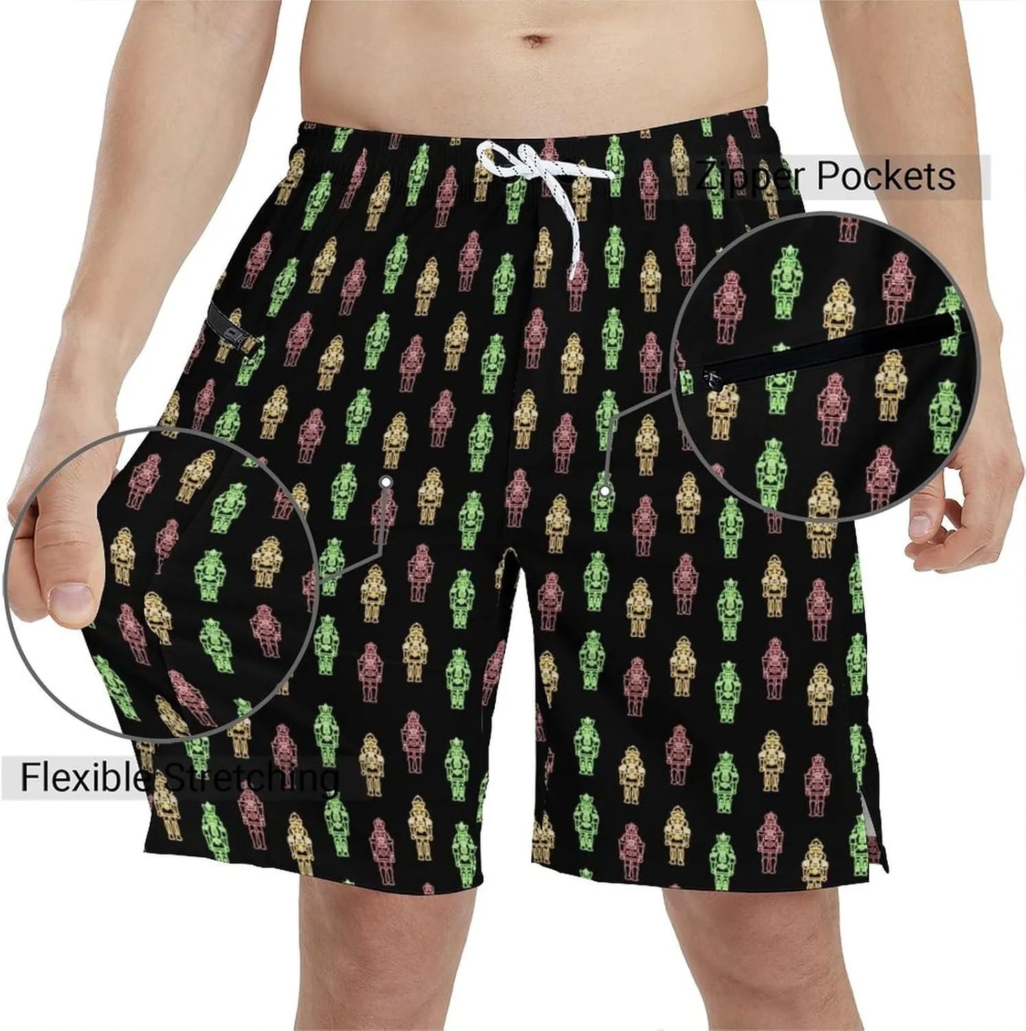 Men's Athletic Shorts with Liner 9" Pineapple Running Gym Shorts Quick Dry Casual Workout Shorts with Zipper Pockets