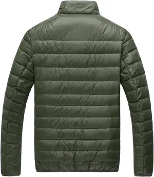 Mens Big and Tall Winter Puffer Jacket Packable Windproof Midweight Insulated Jacket Thermal Zip Up Puffer Jacket