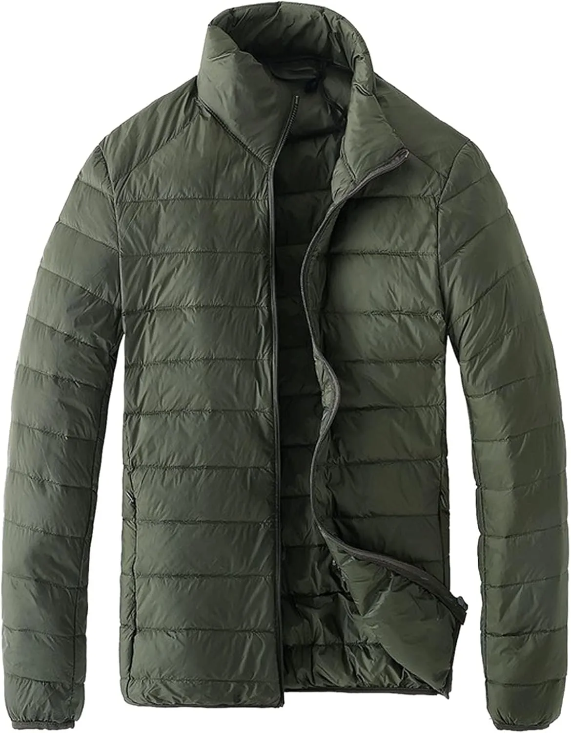 Mens Big and Tall Winter Puffer Jacket Packable Windproof Midweight Insulated Jacket Thermal Zip Up Puffer Jacket