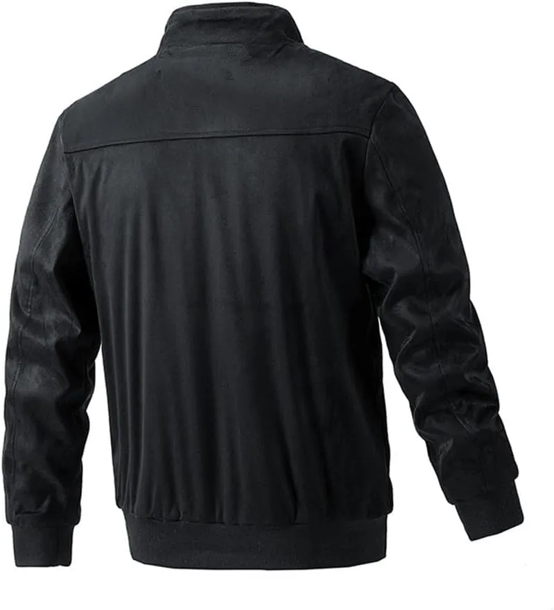 Men's Bomber Jacket Lightweight Vintage Faux Suede Bomber Jackets Baseball Tactical Coat Casual Thicken Warm Outerwear