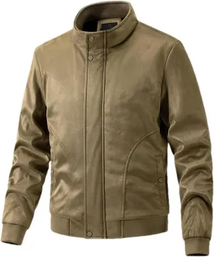 Men's Bomber Jacket Lightweight Vintage Faux Suede Bomber Jackets Baseball Tactical Coat Casual Thicken Warm Outerwear