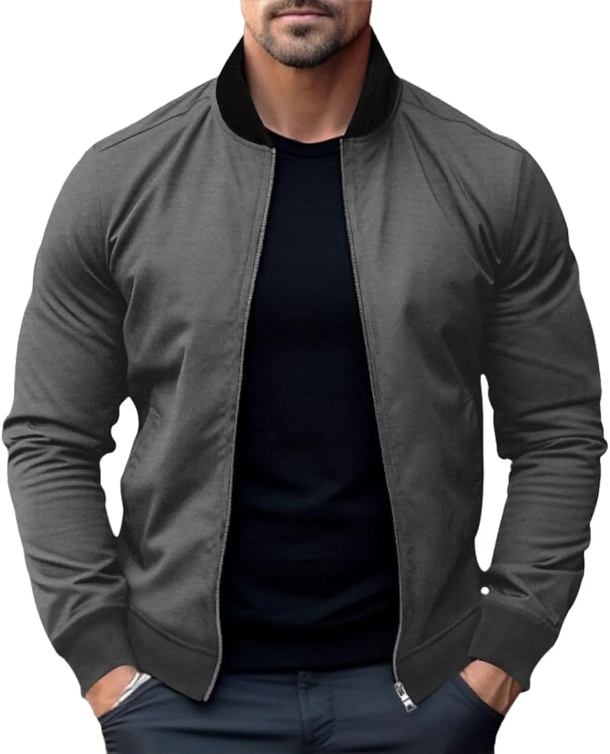 Mens Bomber Jacket Lightweight Windbreaker Flight Jacket Casual Full Zip Softshell Coat Classic Varisty Jacket