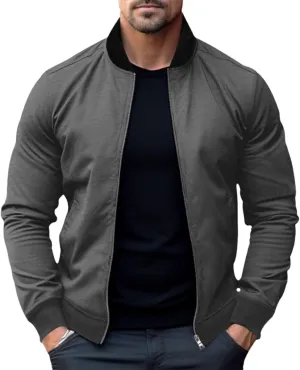 Mens Bomber Jacket Lightweight Windbreaker Flight Jacket Casual Full Zip Softshell Coat Classic Varisty Jacket