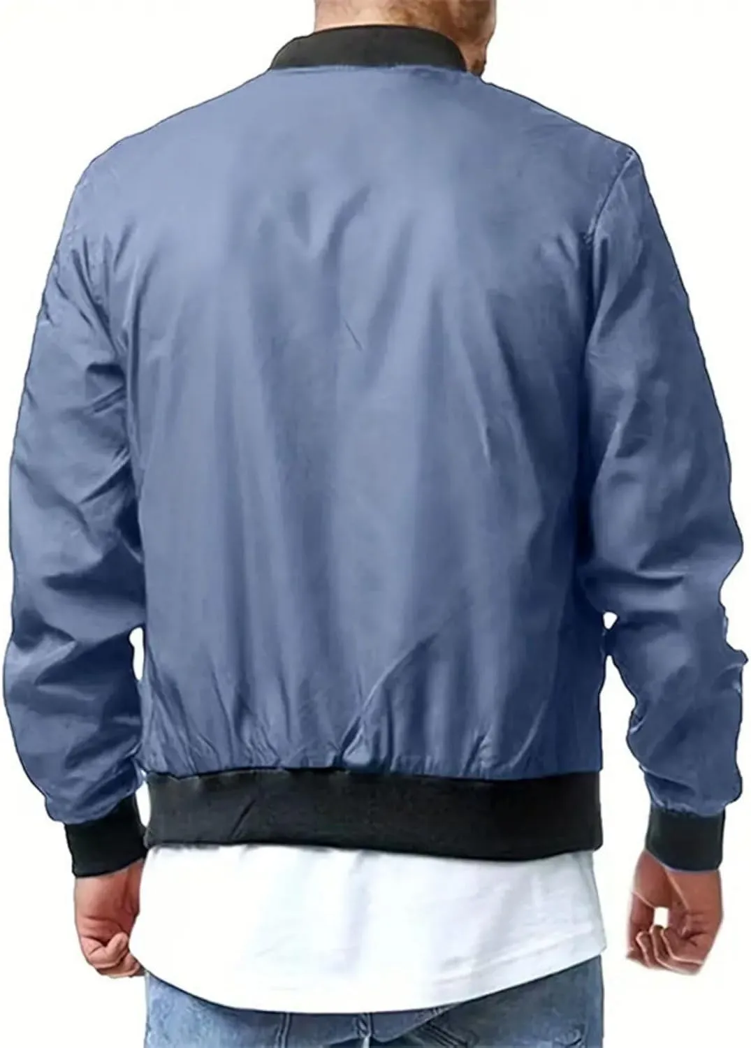 Mens Casual Bomber Jackets Lightweight Windbreaker Summer Jacket Long Sleeve Plain Coats Fashion Fall Tops for Mens
