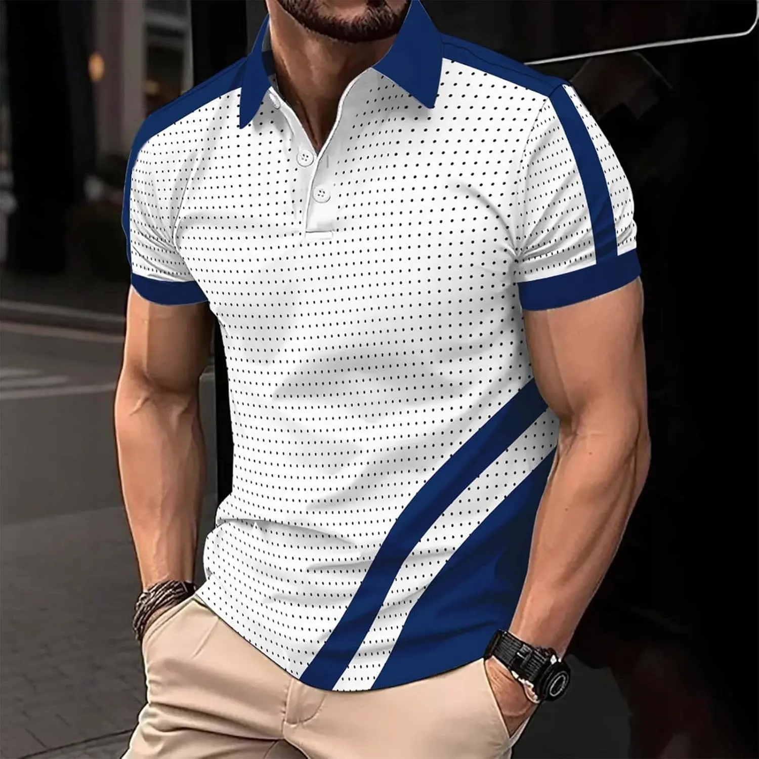 Men's Casual Polo Shirt Athletic Gym Bodybuilding Performance Workout Tee Tops Quick Dry Fitness Sport Running Shirts