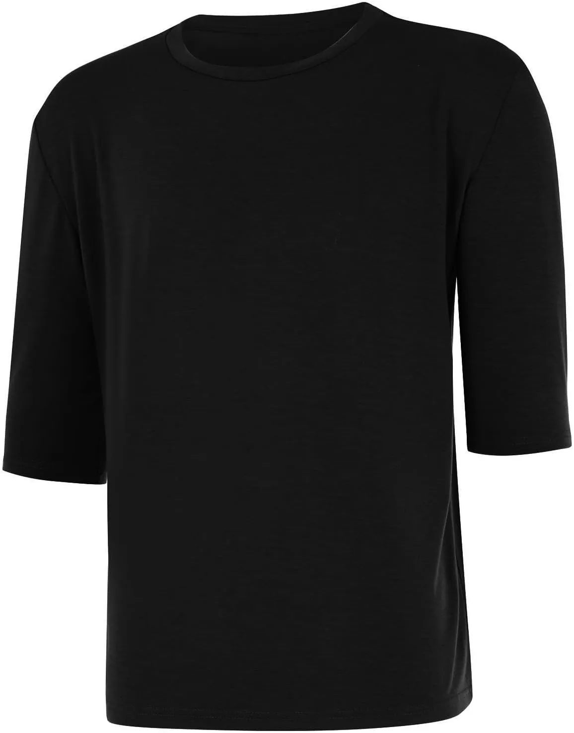 Men's Casual T-Shirts 3/4 Sleeve Crew Neck Athletic Gym Tees Stretch Slim Solid Baggy Sport Fitness Workout Shirts