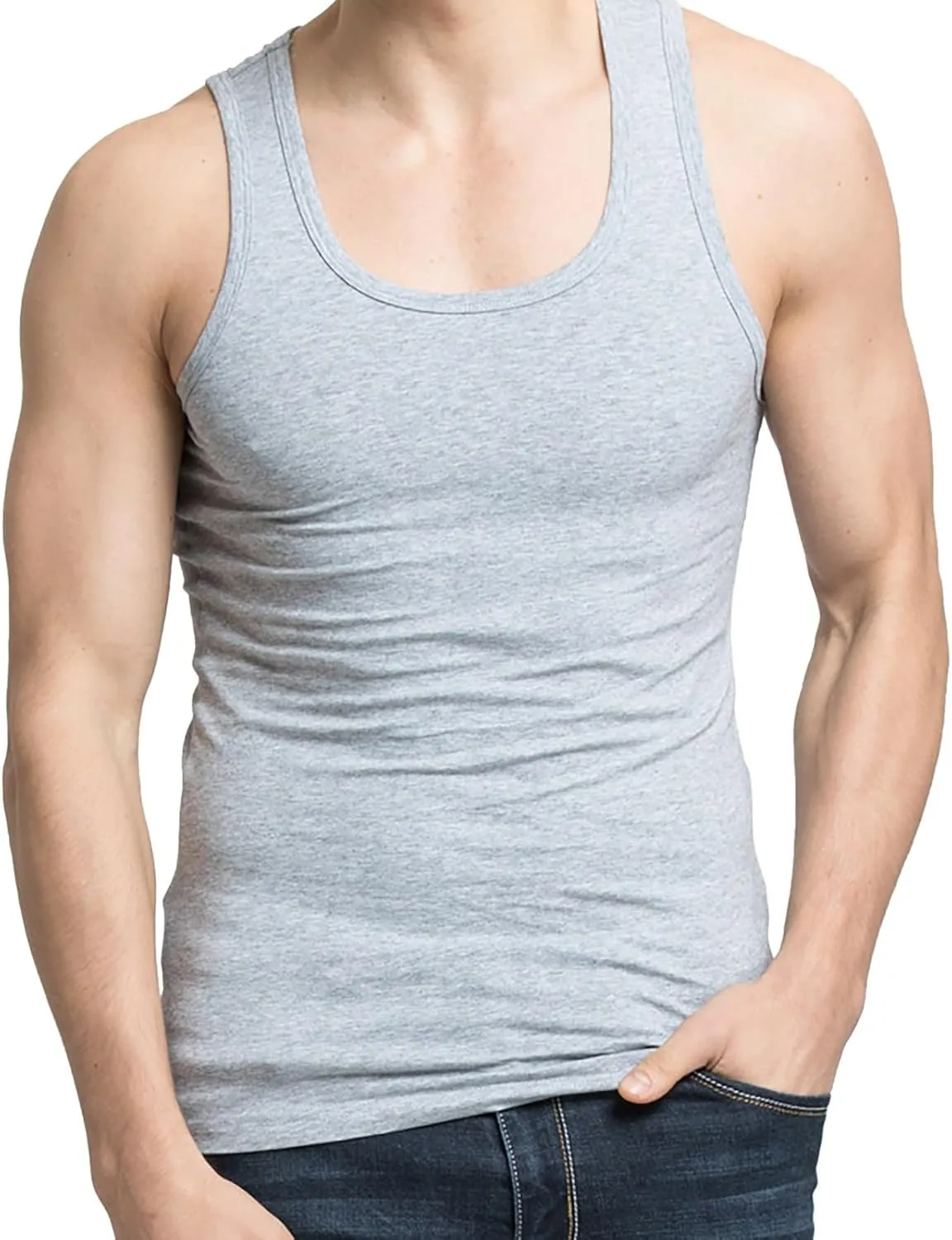 Mens Cotton Gym Tank Tops Athletic Sleeveless Bodybuilding Workout Muscle Shirts Dry Fit Moisture Wicking Sweatshirts
