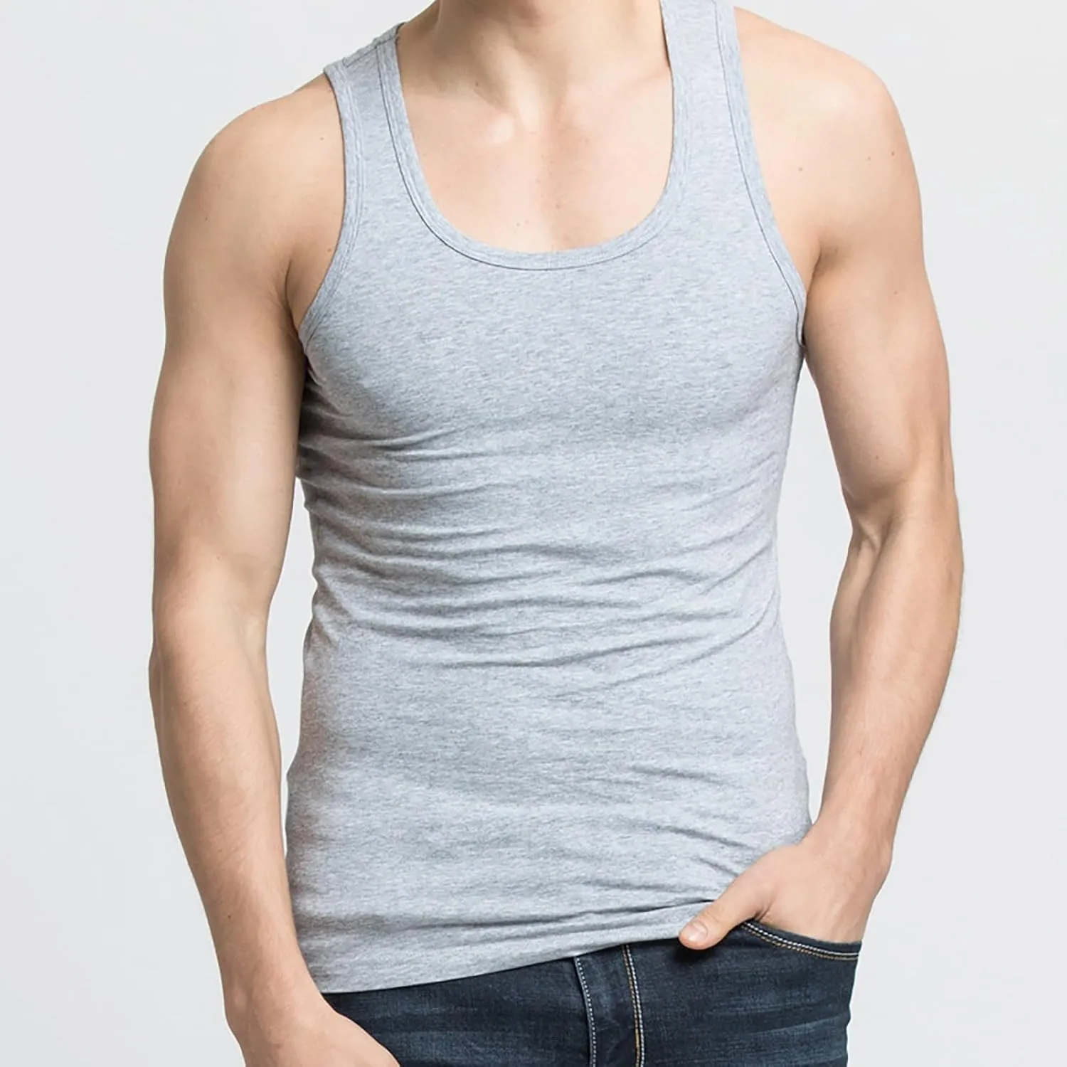 Mens Cotton Gym Tank Tops Athletic Sleeveless Bodybuilding Workout Muscle Shirts Dry Fit Moisture Wicking Sweatshirts