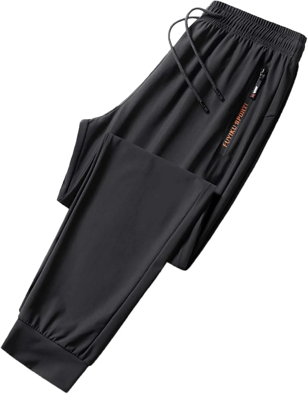 Men's Fashionable Oversized Waist Drawstring Elastic Pants Casual Ice Silk Elastic Leggings Jogging Foam Slip Men Pants