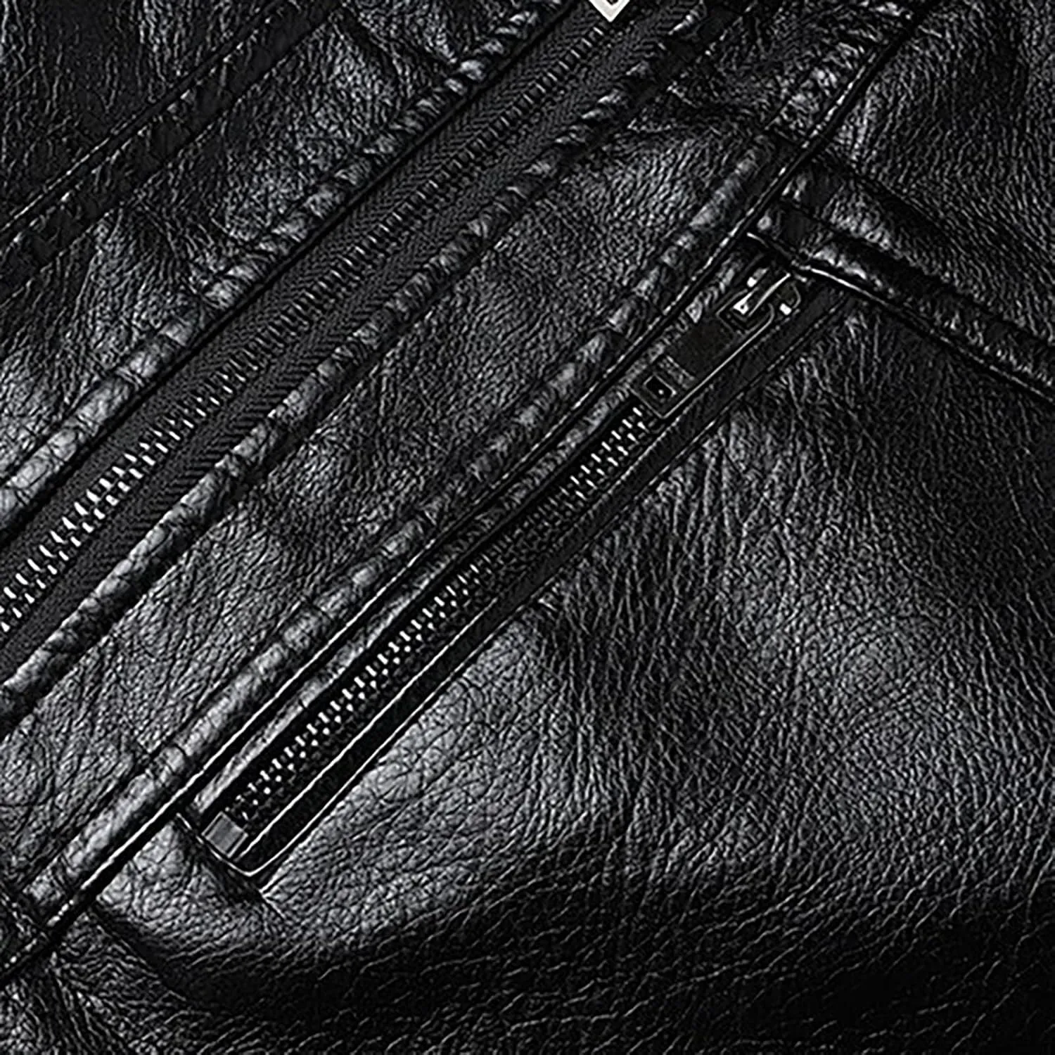 Mens Faux Leather Bomber Jackets Sherpa Fleece Lined Motorcycle Biker Jackets Turn-Down Collar Winter Warm Coats