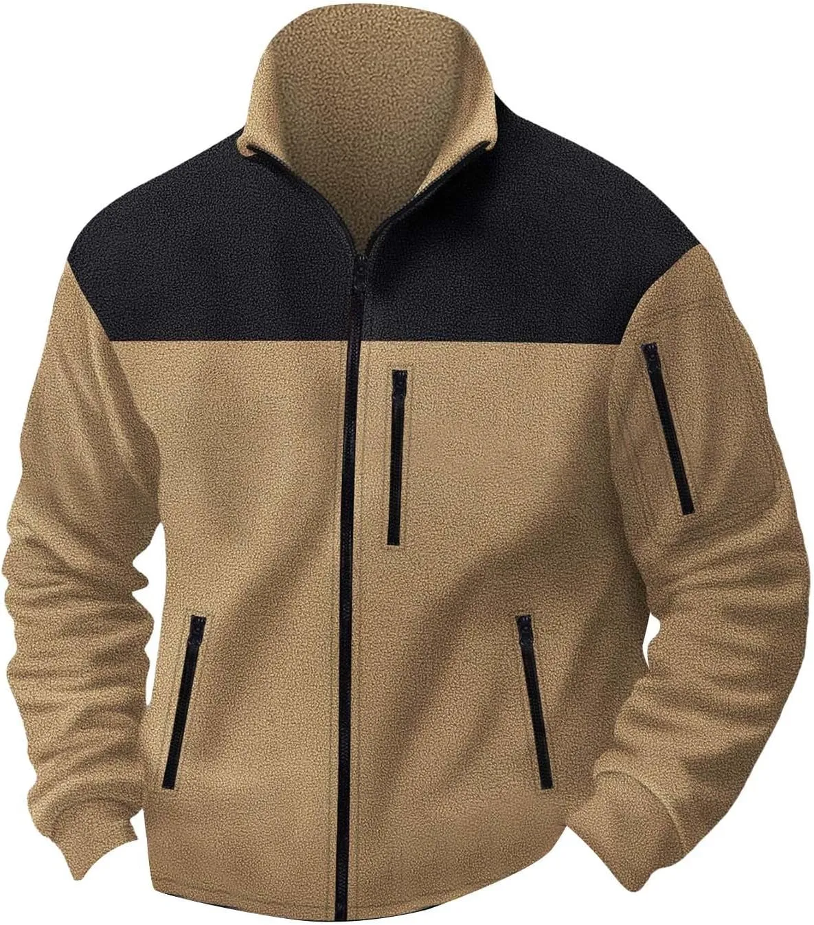 Men's Fleece Jackets Full Zip Lightweight Outdoor Hiking Jackets with Pockets Winter Casual Long Sleeve Warm Outwear