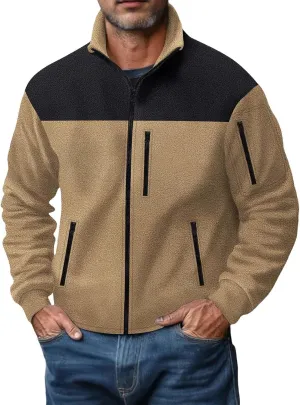 Men's Fleece Jackets Full Zip Lightweight Outdoor Hiking Jackets with Pockets Winter Casual Long Sleeve Warm Outwear